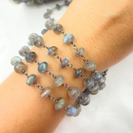 Load image into Gallery viewer, Labradorite Oxidized 925 Sterling Silver Wire Chain.