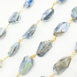 Load image into Gallery viewer, Coated Labradorite Organic Shape Gold Plated Wire Chain