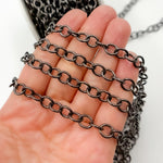 Load image into Gallery viewer, Black Rhodium Sterling Silver Round Link Chain