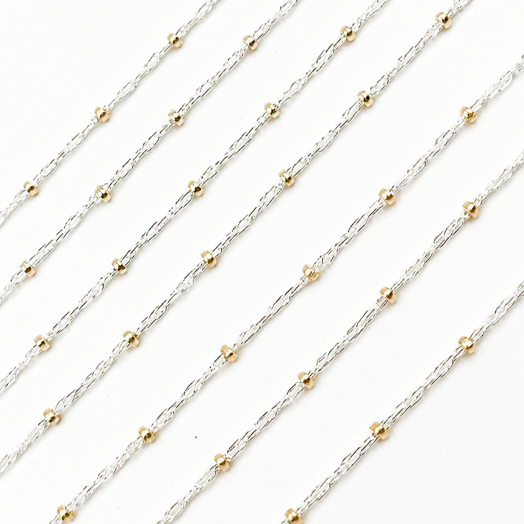 Sterling Silver Rope Chain with 14k Gold Filled Beads