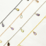 Load image into Gallery viewer, Multi Color Cubic Zirconia Pear Shape Dangle Chain
