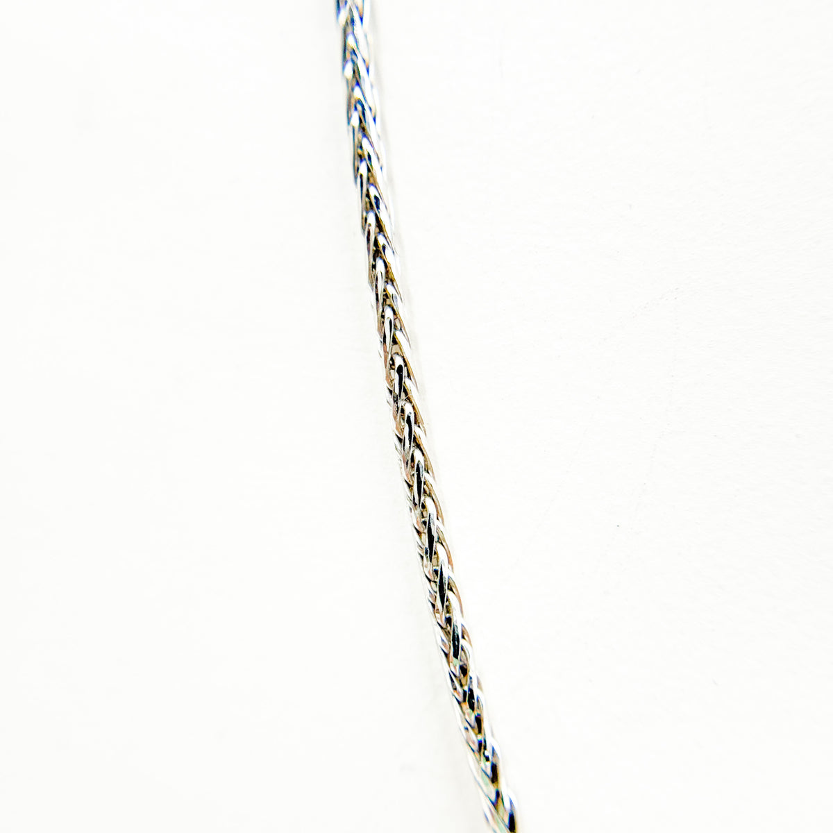 TRE005. 14k Solid White Gold Wheat Chain