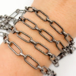 Load image into Gallery viewer, Black Rhodium Sterling Silver Long and Short Link Chain