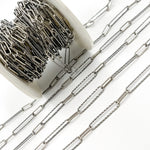 Load image into Gallery viewer, Oxidized Sterling Silver Paperclip Diamond Cut and Smooth Links Chain