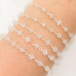 Load image into Gallery viewer, Rainbow Moonstone Sterling Silver Wire Chain