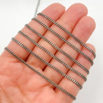 Load image into Gallery viewer, Oxidized Sterling Silver Flat Curb Chain