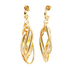 Load image into Gallery viewer, 15850023044. 14K Solid Gold Twist Triple Oval Hollow Dangle Earrings