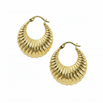 Load image into Gallery viewer, GER121. 14K Solid Gold Chunky Croissant Hollow Hoop Earrings