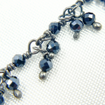 Load image into Gallery viewer, Coated Black Spinel Cluster Dangle Oxidized Wire Chain.