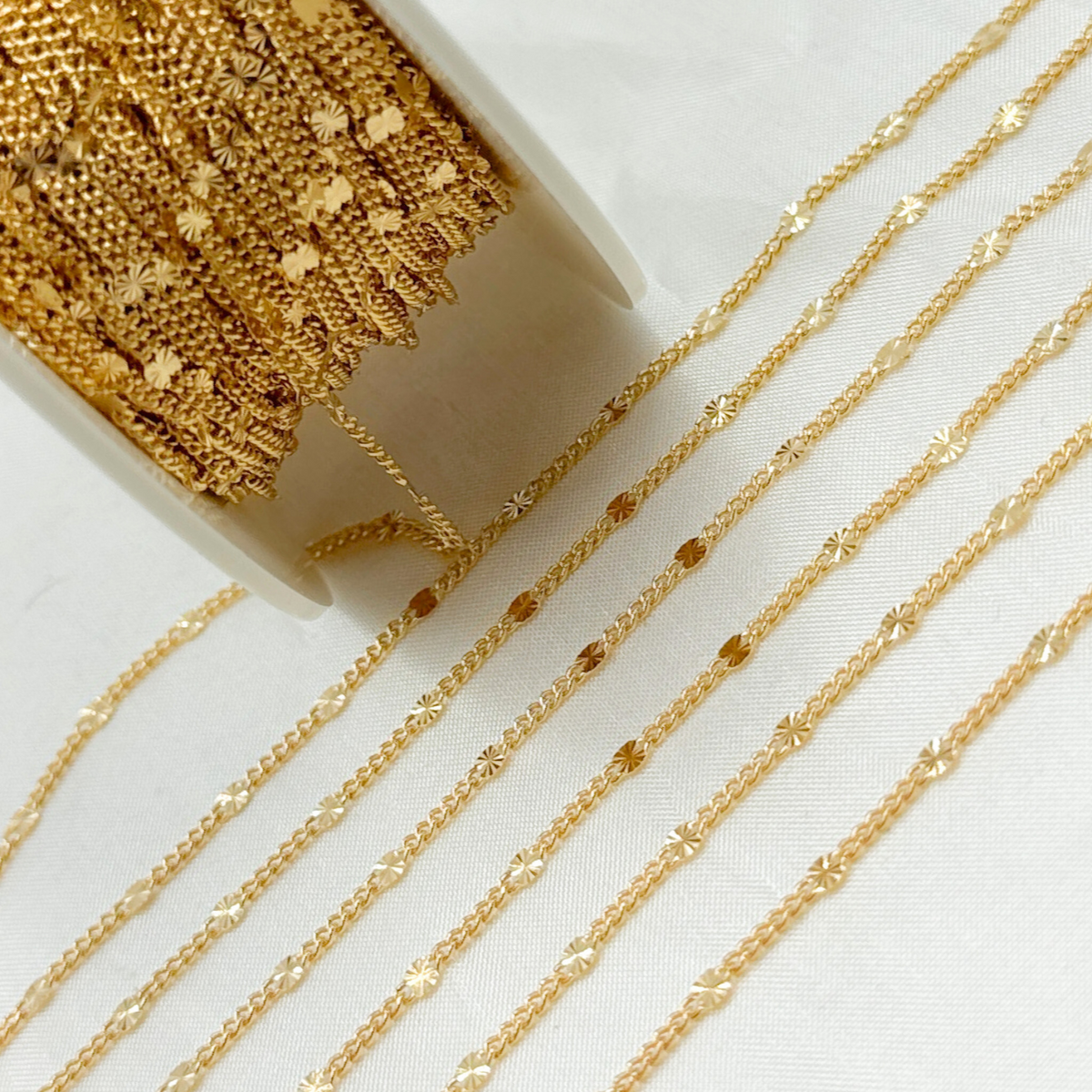 14k Gold Filled Curb and Diamond Cut Marina Link Chain