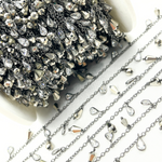 Load image into Gallery viewer, Pyrite with CZ Oxidized Wire Wrap Chain