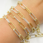 Load image into Gallery viewer, Gold Plated Sterling Silver Smooth & Diamond Cut Paperclip Chain