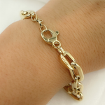 Load image into Gallery viewer, 14K Solid Yellow Hollow Gold Smooth & Flat Oval Link Bracelet