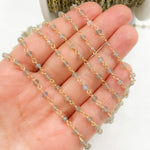 Load image into Gallery viewer, Labradorite Faceted Gold Plated 925 Sterling Silver Wire Chain.