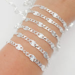 Load image into Gallery viewer, Sterling Silver Curb and Diamond Cut Marina Link Chain