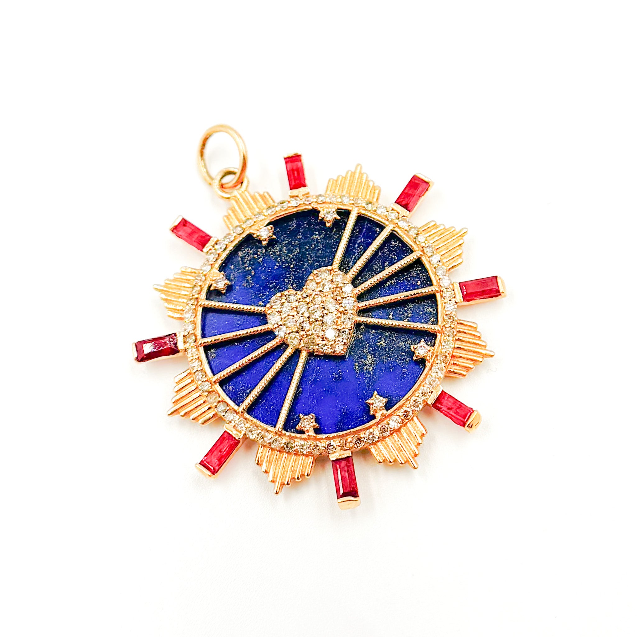 14K Solid Gold Round Heart Pendant