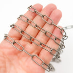 Load image into Gallery viewer, Oxidized Sterling Silver Smooth Paperclip Chain