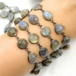 Load image into Gallery viewer, Labradorite Mix Shape Bezel Wire Chain.