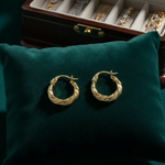 Load image into Gallery viewer, GER134. 14K Gold Twisted Hollow Hoop Earrings