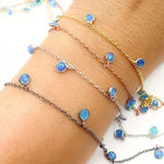 Load image into Gallery viewer, Created Blue Opal Round Shape Dangle Chain