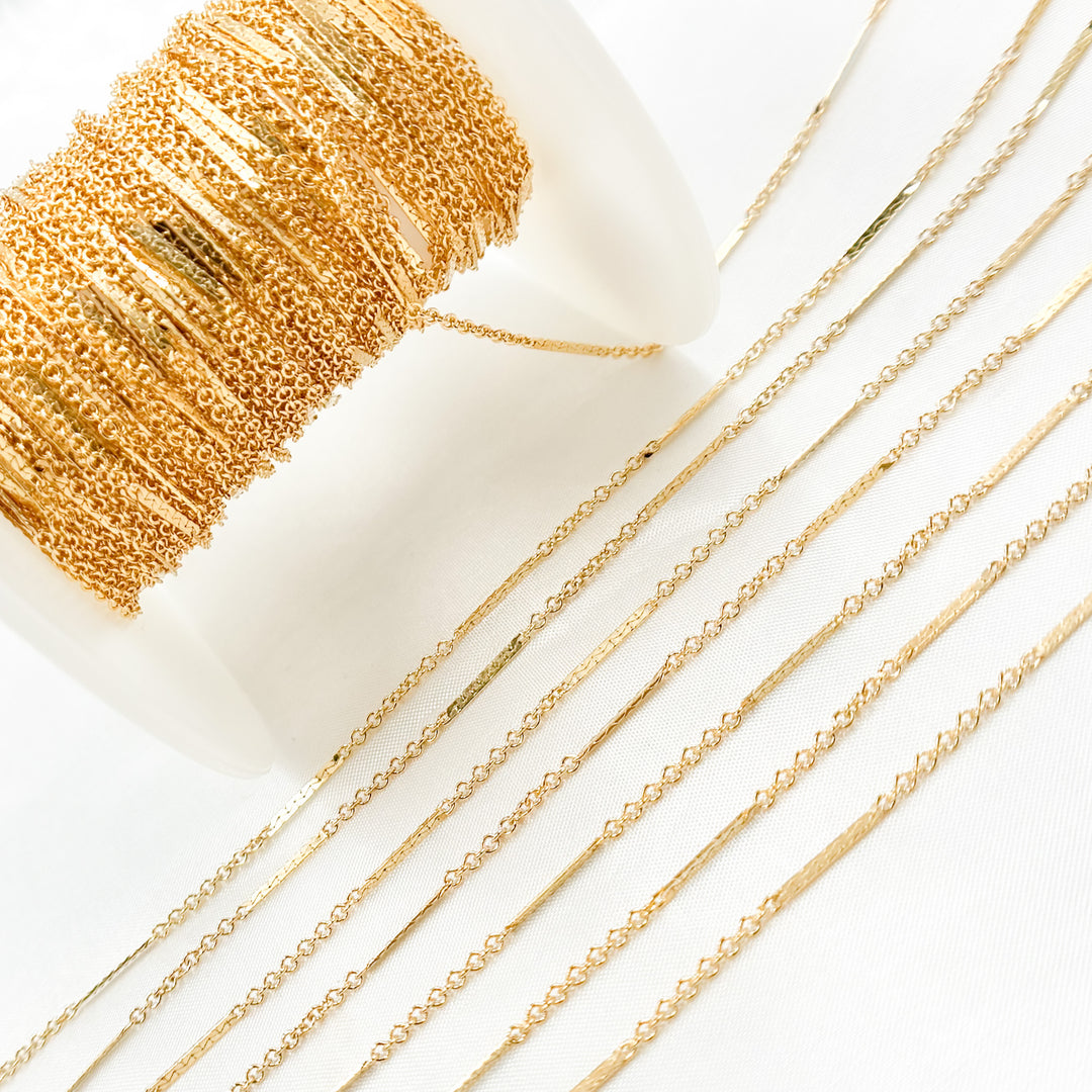 14K Gold-Filled Cable and Bars Chain
