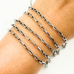 Load image into Gallery viewer, Oxidized Sterling Silver Diamond Cut Box Link Chain