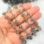 Load image into Gallery viewer, Labradorite Oxidized 925 Sterling Silver Wire Chain.