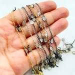 Load image into Gallery viewer, White Moonstone Pear Shape Dangle Wire Chain.