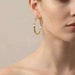 Load image into Gallery viewer, GER181. 14K Solid Gold Twisted Hollow Hoop with Engraved