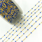 Load image into Gallery viewer, Gold Plated Sterling Silver Enamel Blue Color Cable Chain