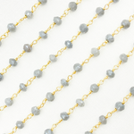 Load image into Gallery viewer, Coated Grey Quartz Gold Plated Wire Chain.