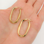 Load image into Gallery viewer, 15850021777. 14K Solid Gold Fancy Rectangle Hollow Hoop Earrings