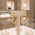 Load image into Gallery viewer, GER160. 14K Solid Gold Hollow Diamond Cut Hollow Hoop Earrings