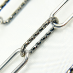 Load image into Gallery viewer, Black Rhodium 925 Sterling Silver smooth & Diamond Cut Paperclip Chain