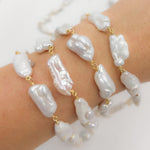 Load image into Gallery viewer, PRL24. Gold Plated Wire Biwa Freshwater Pearl Chain