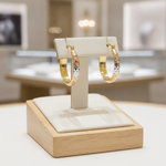 Load image into Gallery viewer, GER62. 14K Gold Diamond Cut Tri-Color Hoop Earrings