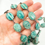 Load image into Gallery viewer, Amazonite Oval Shape Oxidized Wire Chain.