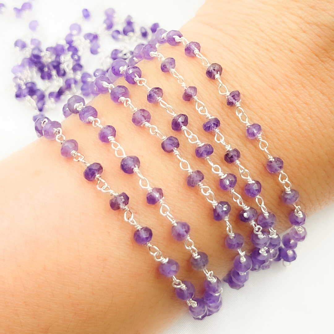 Amethyst 925 Sterling Silver Wire Chain