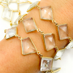 Load image into Gallery viewer, Crystal Rectangular Shape Bezel Gold Plated Wire Chain