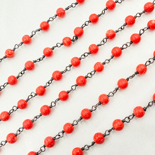 Red Coral Wire Wrap Chain