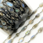 Load image into Gallery viewer, Labradorite Mix Shape Bezel Oxidized Wire Chain
