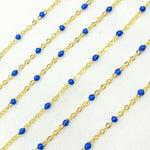Load image into Gallery viewer, Gold Plated Sterling Silver Enamel Blue Color Cable Chain