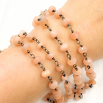 Load image into Gallery viewer, Peach Moonstone Oxidized Wire Chain.