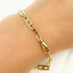 Load image into Gallery viewer, 14k Solid Yellow Gold Mirror Flat Rectangle Link Bracelet