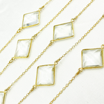 Load image into Gallery viewer, Crystal Rectangle Shape Bezel Gold Plated Wire Chain.