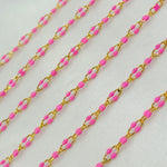 Load image into Gallery viewer, Gold Plated Enamel Sterling Silver Pink Enamel Chain