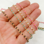 Load image into Gallery viewer, Gold Plated Enamel 925 Sterling Silver White Enamel Chain