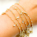 Load image into Gallery viewer, Labradorite & CZ Dangle Gold Plated Wire Chain.