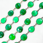 Load image into Gallery viewer, Green Onyx Organic Shape Bezel Oxidized Wire Chain.