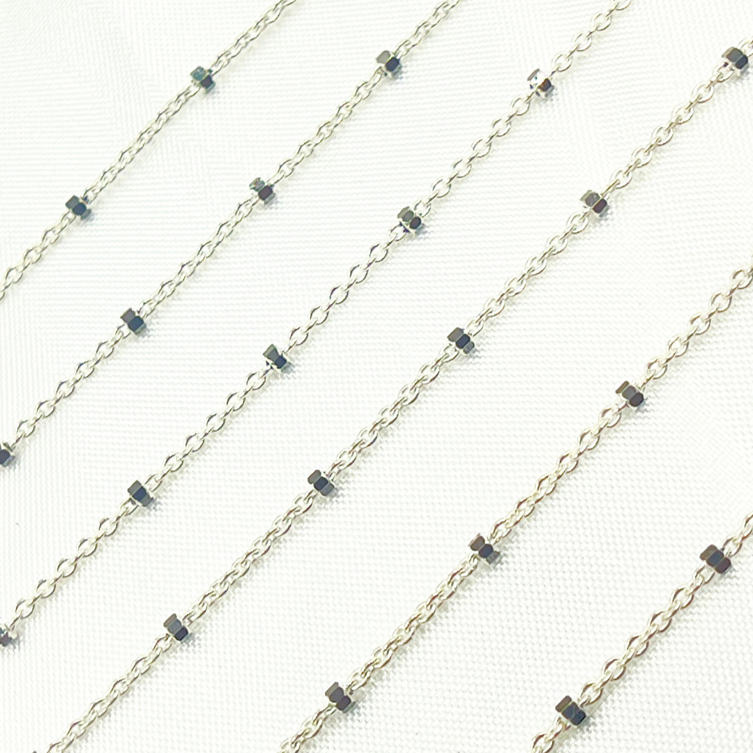 terling Silver Satellite Black Cube Chain